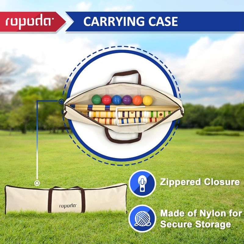 Photo 1 of ropoda 35In Updated Six-Player Croquet Set with Wooden Mallets, Colored Balls, Sturdy Carrying Bag for Adults &Kids, Croquet Set Perfect for Lawn,Backyard,Park and More