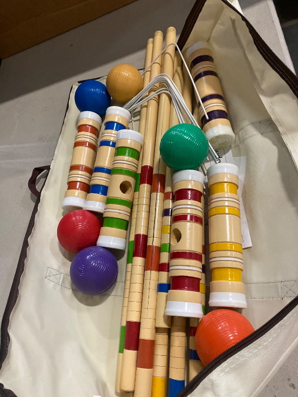 Photo 1 of ropoda 35In Updated Six-Player Croquet Set with Wooden Mallets, Colored Balls, Sturdy Carrying Bag for Adults &Kids, Croquet Set Perfect for Lawn,Backyard,Park and More