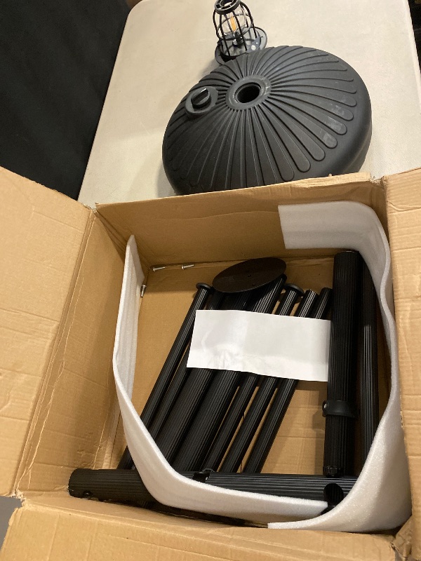 Photo 1 of wikiwiki 80 Lbs Round Weighted Patio Umbrella Base, Free Standing Heavy Duty Base Water & Sand Filled Plastic Round Umbrella Base (Black)