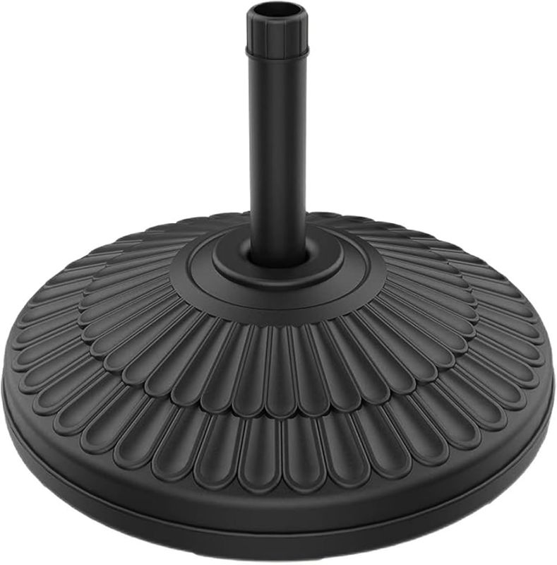 Photo 1 of wikiwiki 80 Lbs Round Weighted Patio Umbrella Base, Free Standing Heavy Duty Base Water & Sand Filled Plastic Round Umbrella Base (Black)