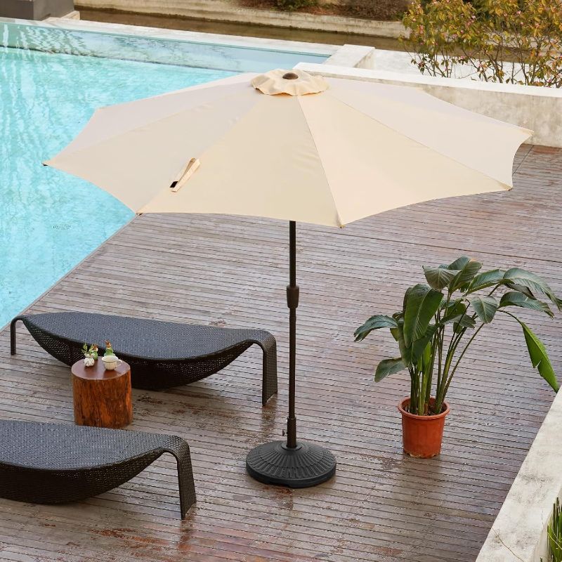 Photo 1 of wikiwiki 80 Lbs Round Weighted Patio Umbrella Base, Free Standing Heavy Duty Base Water & Sand Filled Plastic Round Umbrella Base (Black)