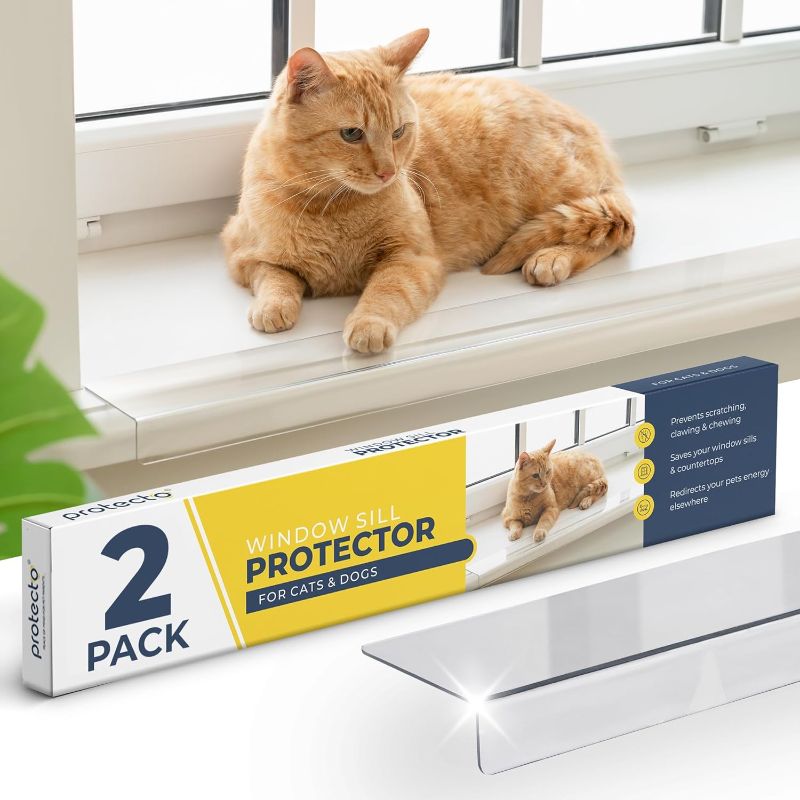 Photo 1 of PROTECTO 2Pack Window Sill Protector from Dogs - 29.5x3.25 Clear Window Guards from Cats Scratching, Chewing & Clawing - Keep Your Sills Smooth & Paws Safe - Ultra Strong Window Sill Cover Protection