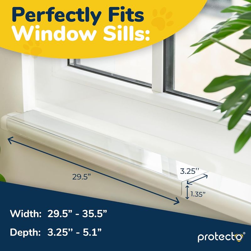 Photo 1 of PROTECTO 2Pack Window Sill Protector from Dogs - 29.5x3.25 Clear Window Guards from Cats Scratching, Chewing & Clawing - Keep Your Sills Smooth & Paws Safe - Ultra Strong Window Sill Cover Protection