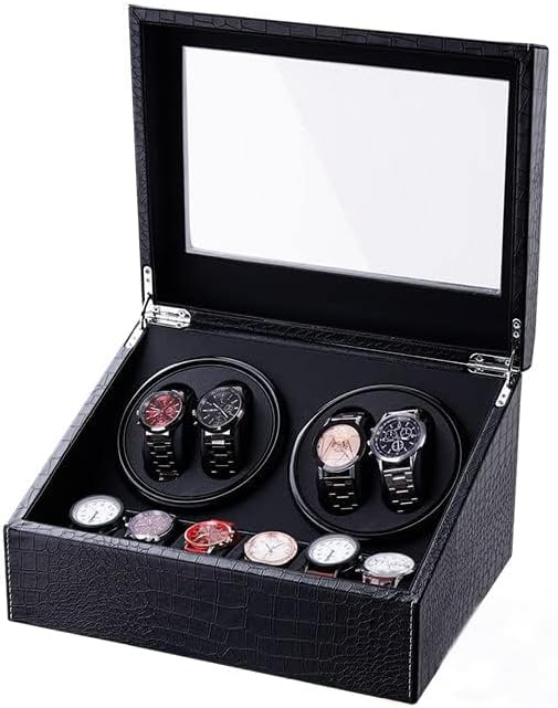 Photo 1 of MIUGUYO Watch Winder for Automatic Watches,Ultra Quiet Motor,4 Automatic Watches and 6 Extra Watch Storage Spaces, PU Leather Crocodile Styling