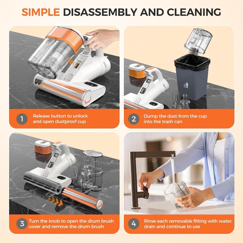 Photo 1 of Mattress Vacuum Cleaner, 26Kpa 500W Strong Suction Bed Vacuum with UV and Ultrasonic and High Heating, Dual Dust Bins with Washable Filters, Ideal for Dust and Pet Hair Removal, Corded