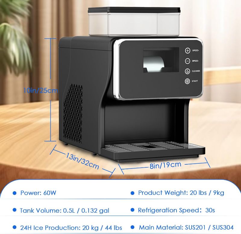 Photo 1 of Shaved Ice Machine, Portable Ice Maker with Rapid Cooling and Food-Grade Stainless Steel Material, Adjustable Snowflake Ice Making Speed, Ice Cream Maker for Home, Office, Restaurant, Bar, Party