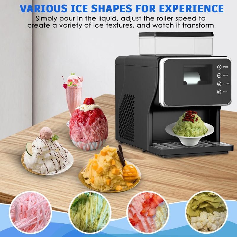 Photo 1 of Shaved Ice Machine, Portable Ice Maker with Rapid Cooling and Food-Grade Stainless Steel Material, Adjustable Snowflake Ice Making Speed, Ice Cream Maker for Home, Office, Restaurant, Bar, Party