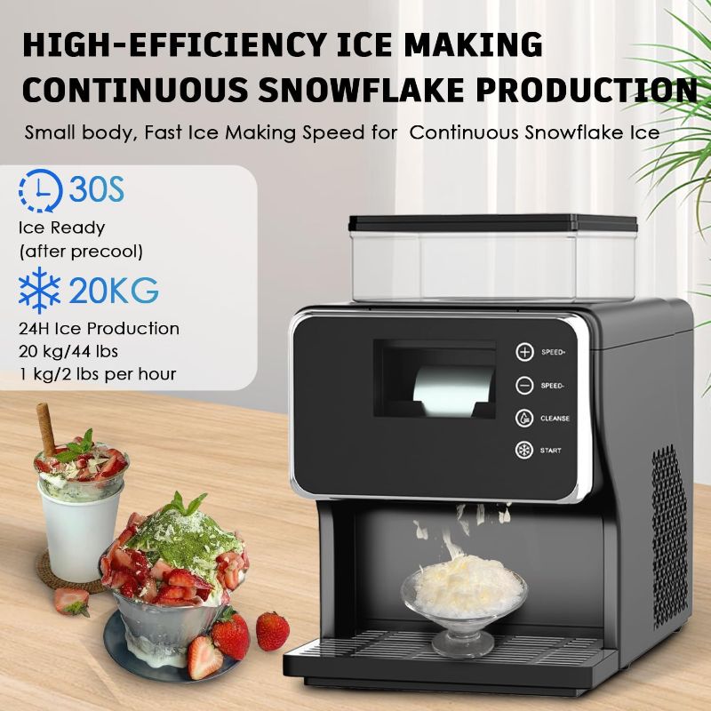 Photo 1 of Shaved Ice Machine, Portable Ice Maker with Rapid Cooling and Food-Grade Stainless Steel Material, Adjustable Snowflake Ice Making Speed, Ice Cream Maker for Home, Office, Restaurant, Bar, Party