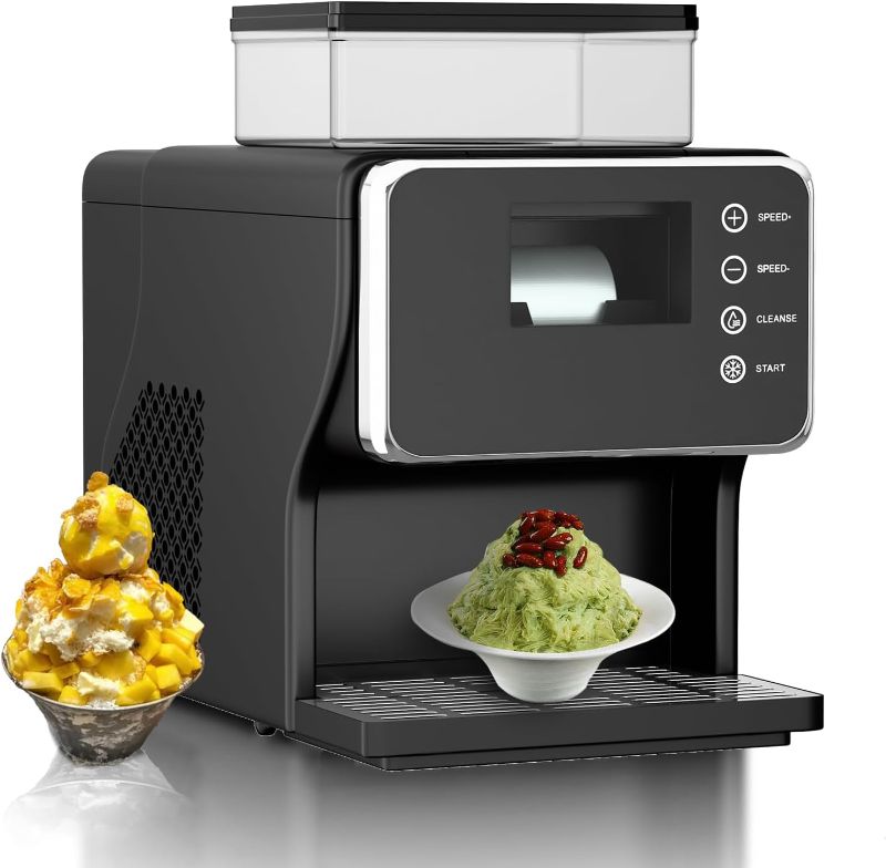 Photo 1 of Shaved Ice Machine, Portable Ice Maker with Rapid Cooling and Food-Grade Stainless Steel Material, Adjustable Snowflake Ice Making Speed, Ice Cream Maker for Home, Office, Restaurant, Bar, Party