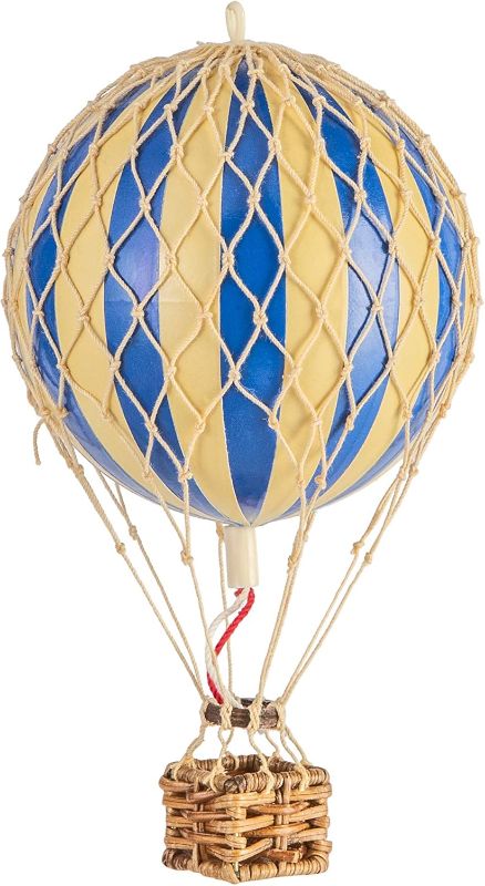 Photo 1 of Authentic Models, Floating The Skies Air Balloon, Hanging Home Decor - 5.3 Inch Height, Historic Hot Air Balloon Model for Home Decor, Detailed Vintage Decorations to Hang from Ceiling - Blue