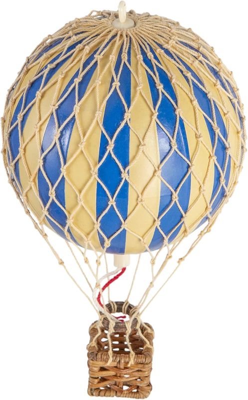 Photo 1 of Authentic Models, Floating The Skies Air Balloon, Hanging Home Decor - 5.3 Inch Height, Historic Hot Air Balloon Model for Home Decor, Detailed Vintage Decorations to Hang from Ceiling - Blue