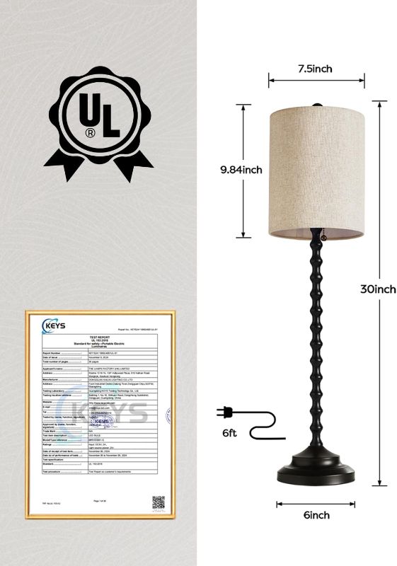 Photo 1 of Buffet Lamps, Table Lamps Set of 2-30" H Tall with Sturdy Metal Bases & Textured Linen Shades - UL Certified, Ideal for Creating a Cozy Vibe in Living Rooms, Dining Rooms & Entryways