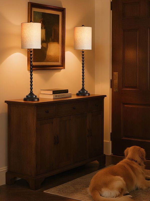 Photo 1 of Buffet Lamps, Table Lamps Set of 2-30" H Tall with Sturdy Metal Bases & Textured Linen Shades - UL Certified, Ideal for Creating a Cozy Vibe in Living Rooms, Dining Rooms & Entryways
