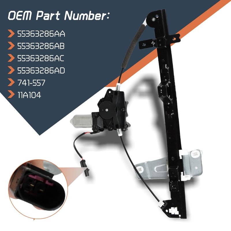 Photo 1 of 741-557 Window Regulator Passenger Side Front Right Fit for Jeep Grand Cherokee 4.0L 4.7L 2000 2001 2002 2003 2004 with Power Window Motor 55363286AA 55363286AB 55363286AC 55363286AD 11A104