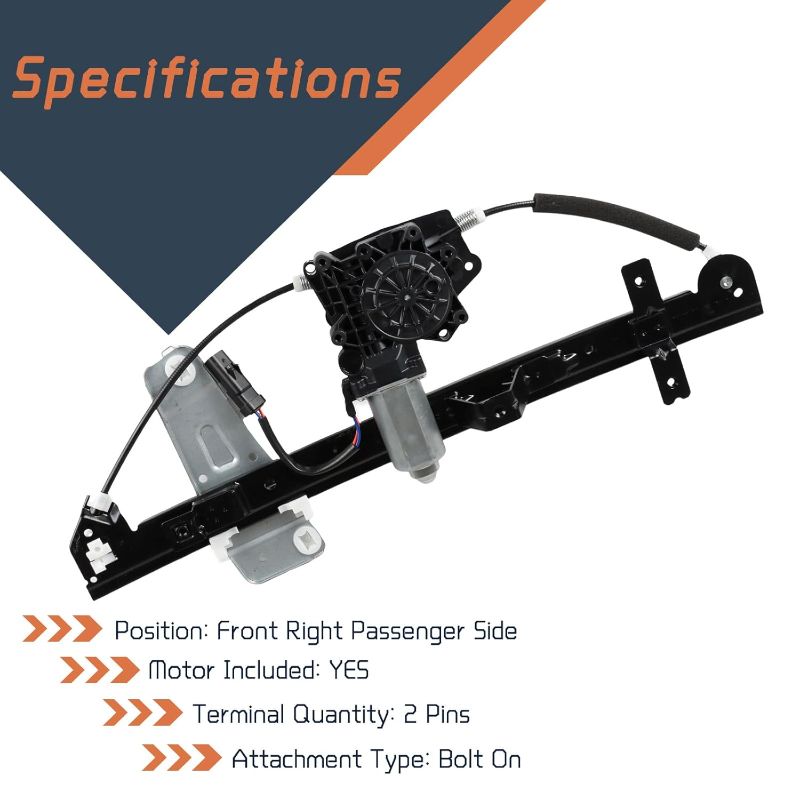 Photo 1 of 741-557 Window Regulator Passenger Side Front Right Fit for Jeep Grand Cherokee 4.0L 4.7L 2000 2001 2002 2003 2004 with Power Window Motor 55363286AA 55363286AB 55363286AC 55363286AD 11A104