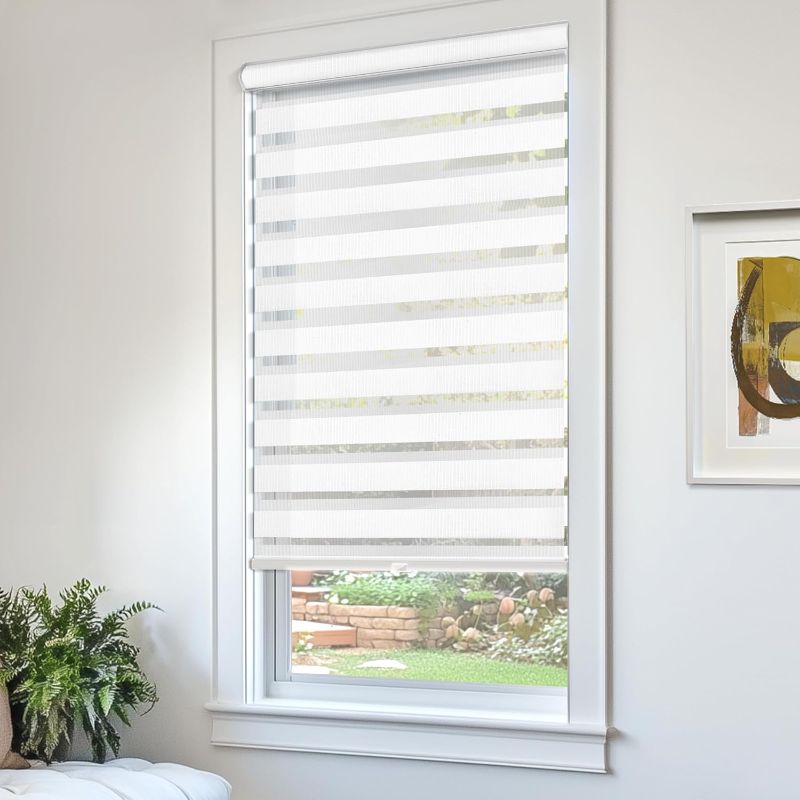 Photo 1 of CHICOLOGY Zebra Blinds , Roller Window Shades , Blinds for Windows , Roller Shades for Windows , Window Shades for Home , Window Shades , Pull Down Shades for Windows , 35"W X 72"H , Basic Arctic