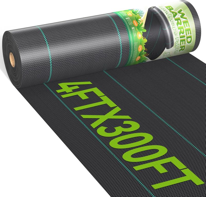 Photo 1 of 4ftx300ft  Barrier Landscape 3.2oz Fabric Heavy Duty, Woven Weed Control Cloth, Woven Geotextile Fabric for Underlayment, Gardening Ground, Commercial Driveway Weed Block Cover Mat