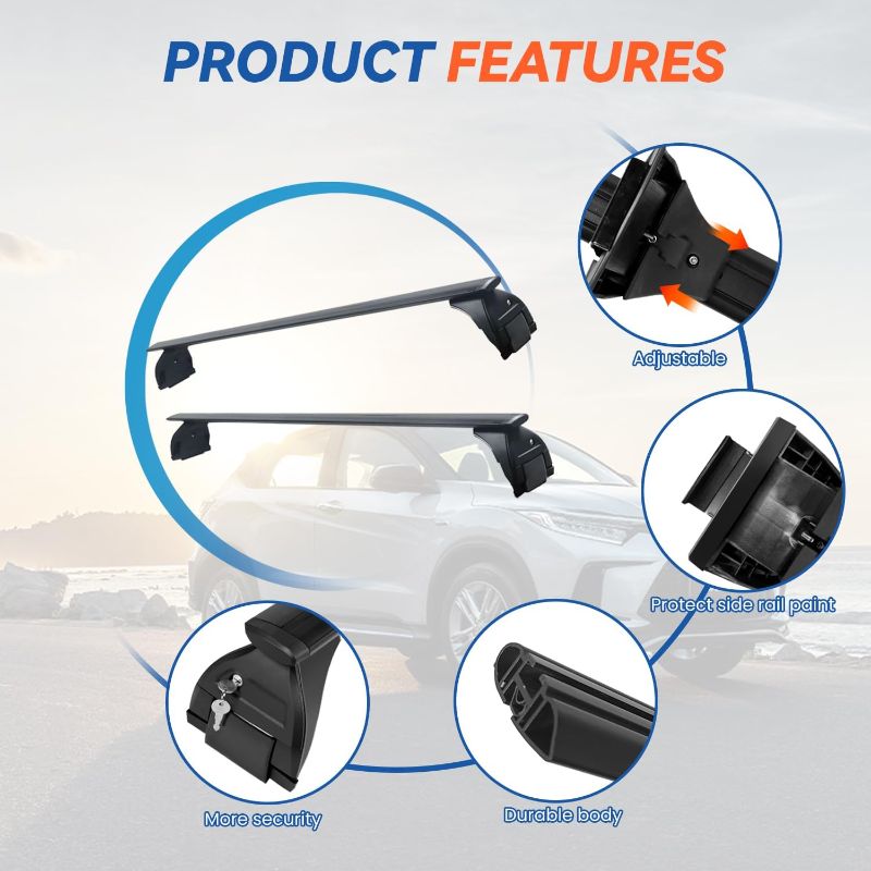 Photo 1 of 200LBS Roof Rack Cross Bars Compatible with Jeep Wrangler JL, JK, Gladiator JT 2007-2025 Anti-Theft Metal Lock, 2 & 4 Door Hard Top Aluminum Crossbar Rooftop Accessory Kayak Luggage Carrier Cargo Bars