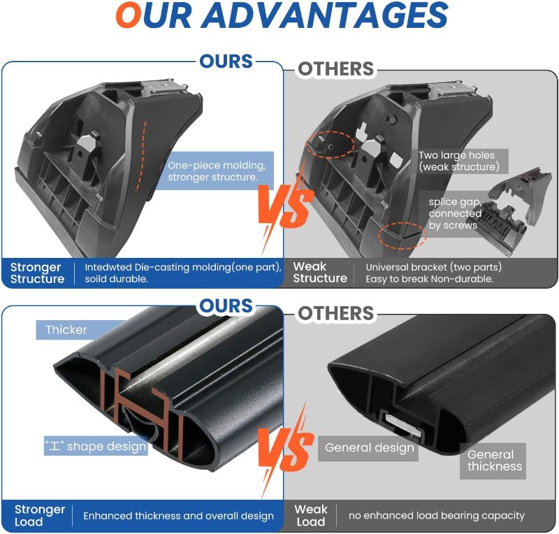 Photo 1 of 200LBS Roof Rack Cross Bars Compatible with Jeep Wrangler JL, JK, Gladiator JT 2007-2025 Anti-Theft Metal Lock, 2 & 4 Door Hard Top Aluminum Crossbar Rooftop Accessory Kayak Luggage Carrier Cargo Bars
