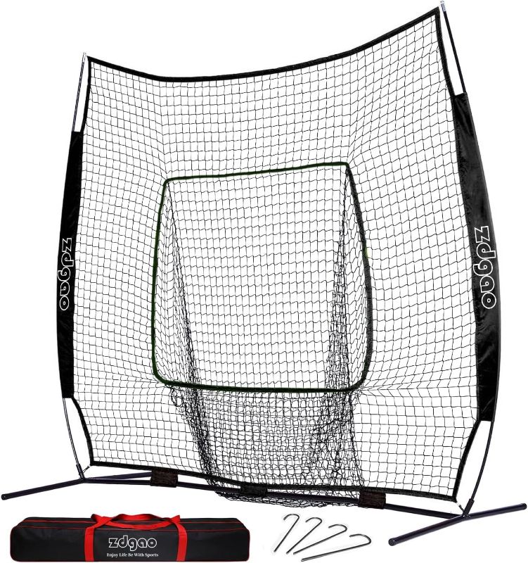 Photo 1 of 7×7ft Baseball Softball Practice Net- Portable Baseball Net for Batting, Hitting, Pitching Come with Carry Bag, Training for Players of Any Skill Level - Easy Setup