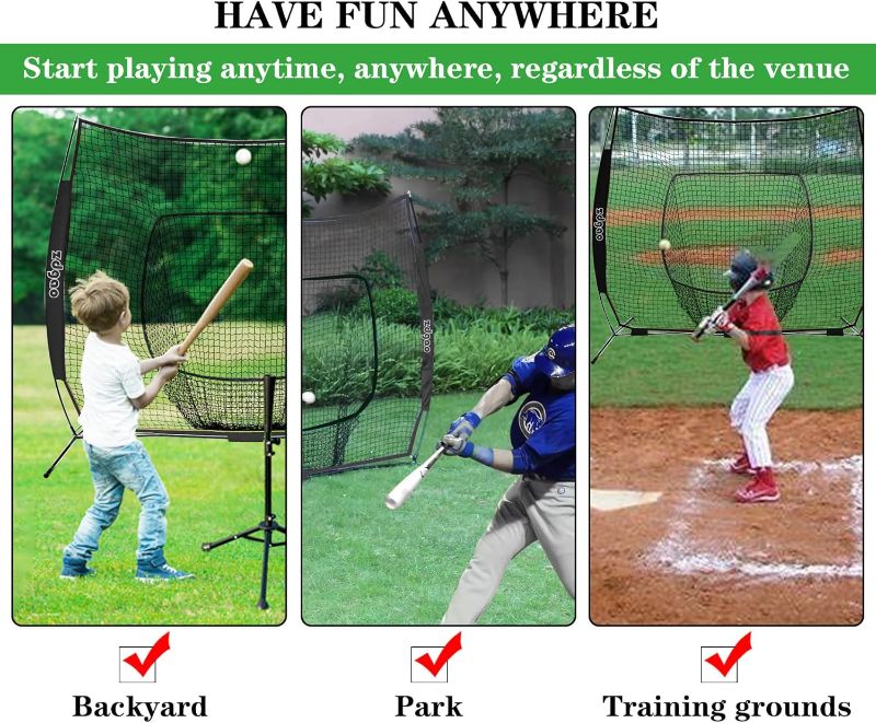 Photo 1 of 7×7ft Baseball Softball Practice Net- Portable Baseball Net for Batting, Hitting, Pitching Come with Carry Bag, Training for Players of Any Skill Level - Easy Setup