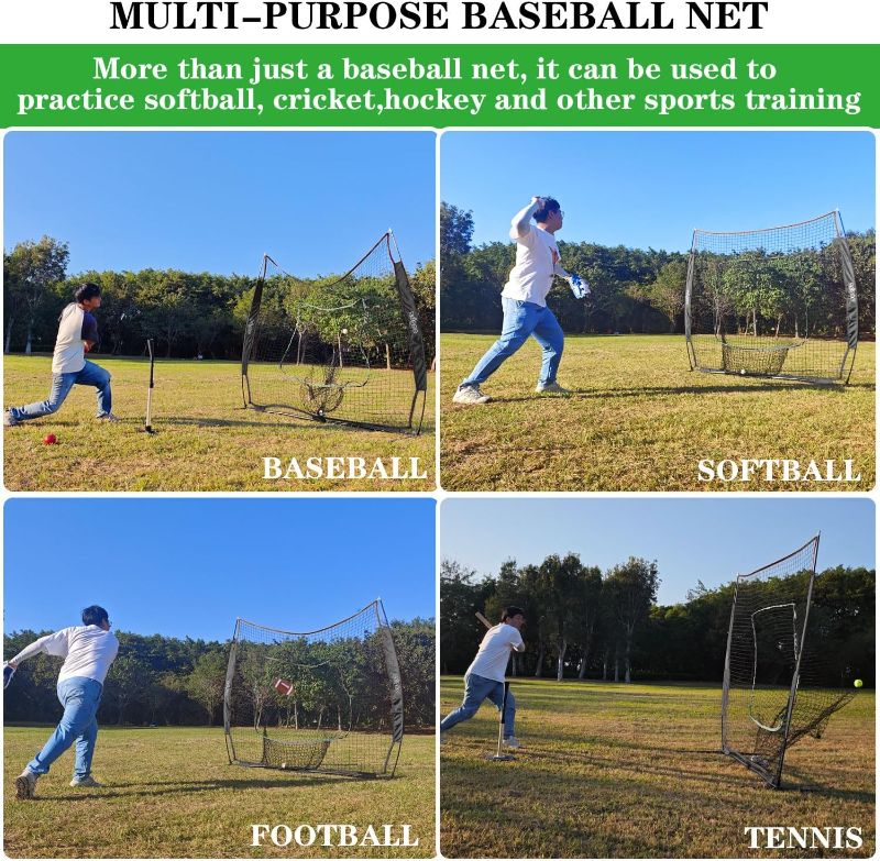 Photo 1 of 7×7ft Baseball Softball Practice Net- Portable Baseball Net for Batting, Hitting, Pitching Come with Carry Bag, Training for Players of Any Skill Level - Easy Setup