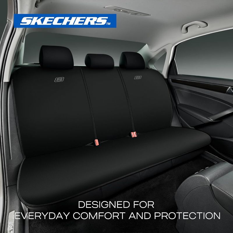 Photo 1 of Skechers Seat Covers, Premium Breathable Polyester Car Seat Covers, Car Seat Covers Full Set Airbag Compatible, Automotive Comfort for Most Cars, Vans, Trucks, SUVs (Full Set,Black)