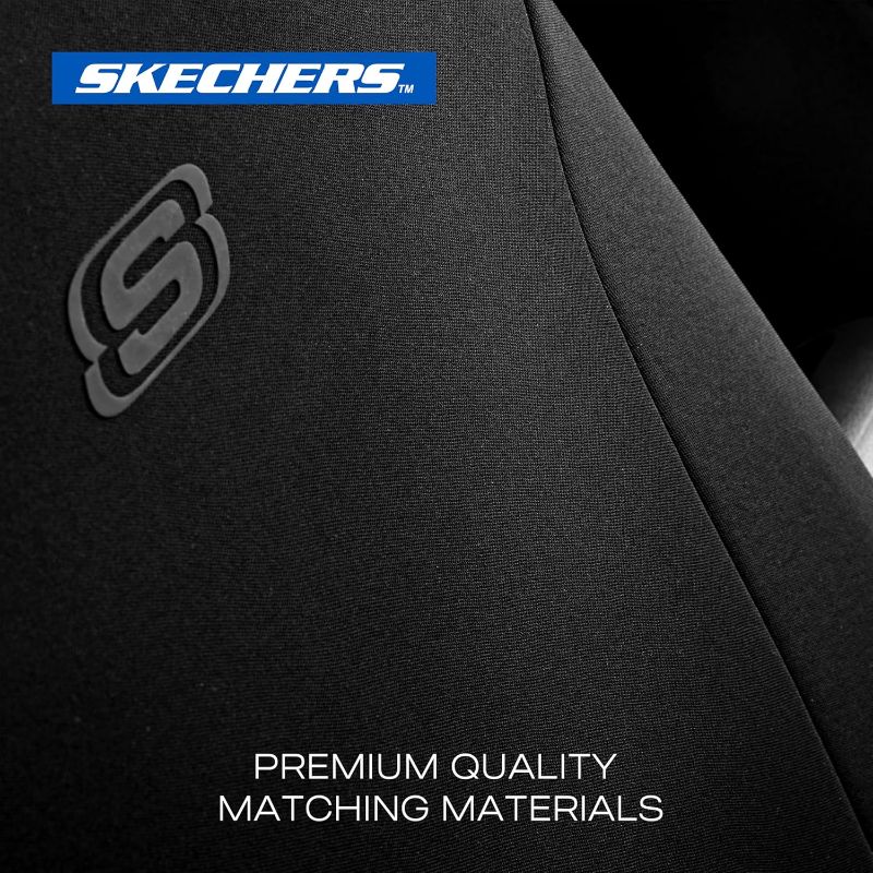 Photo 1 of Skechers Seat Covers, Premium Breathable Polyester Car Seat Covers, Car Seat Covers Full Set Airbag Compatible, Automotive Comfort for Most Cars, Vans, Trucks, SUVs (Full Set,Black)