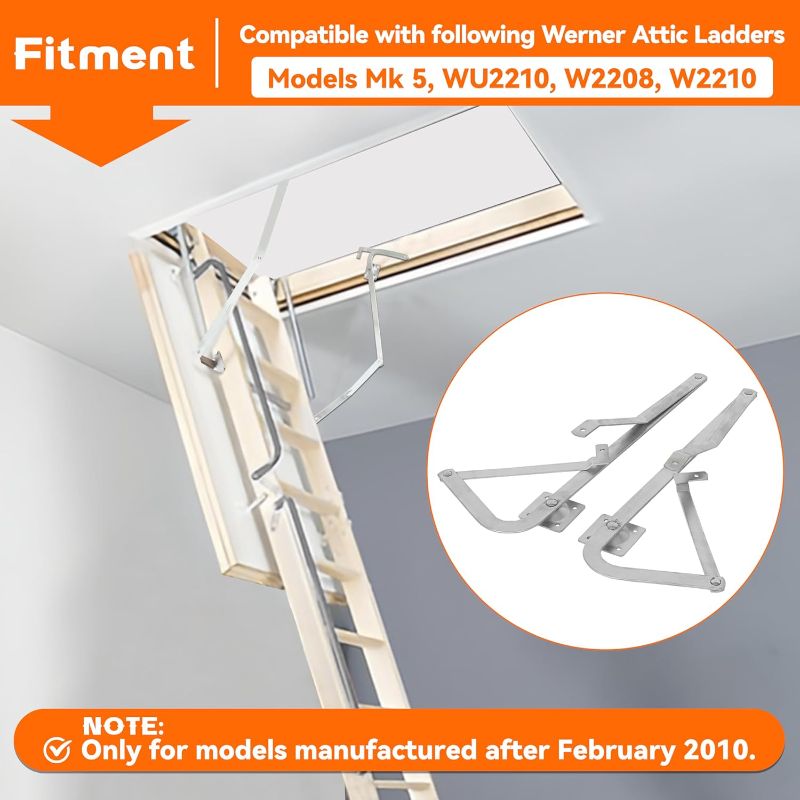 Photo 1 of HECASA 55-2 Attic Ladder Spreader Hinge Arms Replacement Counter Balance Arms Hinge Kit Compatible with 2010-Up Werner Mk 5, WU2210, W2208, W2210 Thick Zinc