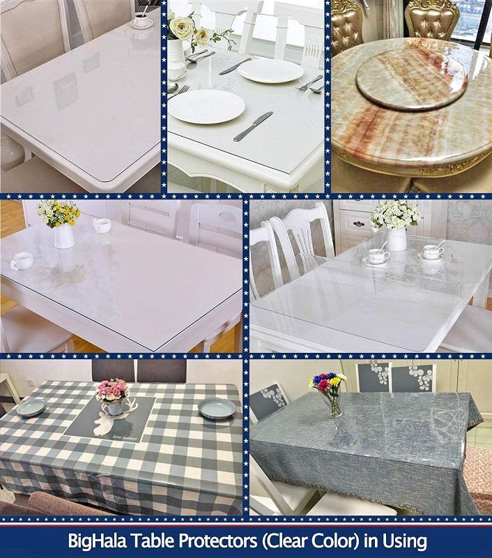 Photo 1 of 24x48 Inch Clear Table Cover Protector for Kitchen Dining Room Wood Furniture Plastic Tablecloth Protector Easy Clean PVC Desk Pad Vinyl Coffee Side Table Protectors Pads Vanity End Table Mat