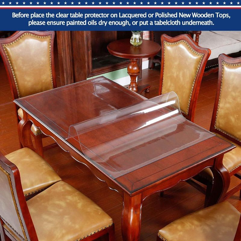 Photo 1 of 24x48 Inch Clear Table Cover Protector for Kitchen Dining Room Wood Furniture Plastic Tablecloth Protector Easy Clean PVC Desk Pad Vinyl Coffee Side Table Protectors Pads Vanity End Table Mat