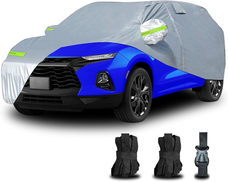 Photo 1 of Car Cover Waterproof All Weather for Automobiles, Universal Heavy Duty Outdoor SUV Car Covers for Sun Rain UV Protection Full Exterior Covers Aluminum Film 182 to 191 Inch