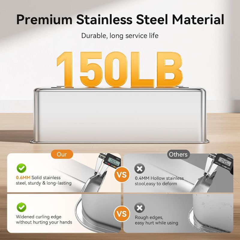 Photo 1 of 28" Extra Large XXL Stainless Steel Cat Litter Boxes with Lid Metal Cat Litterbox Pan for Big Cats and Multiple Cats, Anti-Leakage, Easy Cleaning, Include Scoop