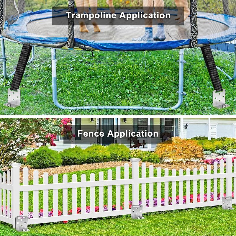 Photo 1 of 6 Pack 24" Ground Anchors Screw in Trampoline Stakes Anchors Kits 2.7" Wide Spiral Fence Earth Anchor Set with L Bracket Playset Anchor Mobile Home Anchors for Swing Set, Tent, Shed, Canopy, Carport