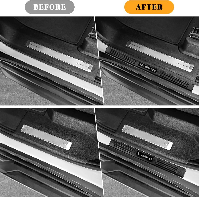 Photo 1 of 4PCS Car Door Edge Guards Door Sill Protector for Chevy Tahoe & GMC Yukon 2021-2025 Accessories ABS Plastic Material Matte Black Car Door Threshold Protection