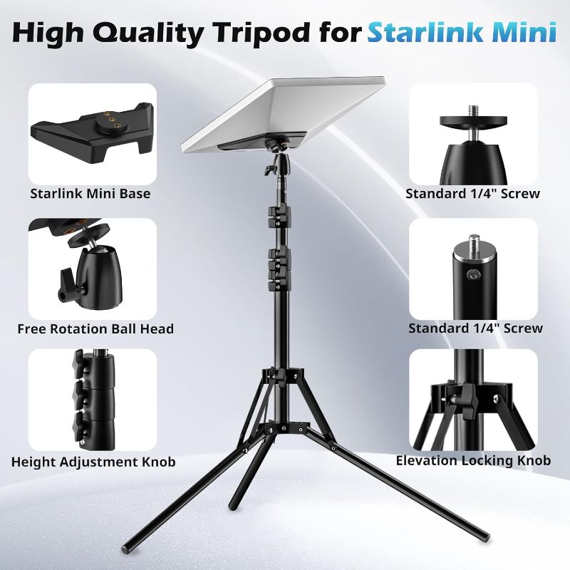 Photo 1 of UBeesize Starlink Mini Tripod Mount Kits, Adjustable Height and Angle Tripod Mounting kit with Pipe Adapter Compatible with Starlink Mini Satellite for Camping and RV Travel