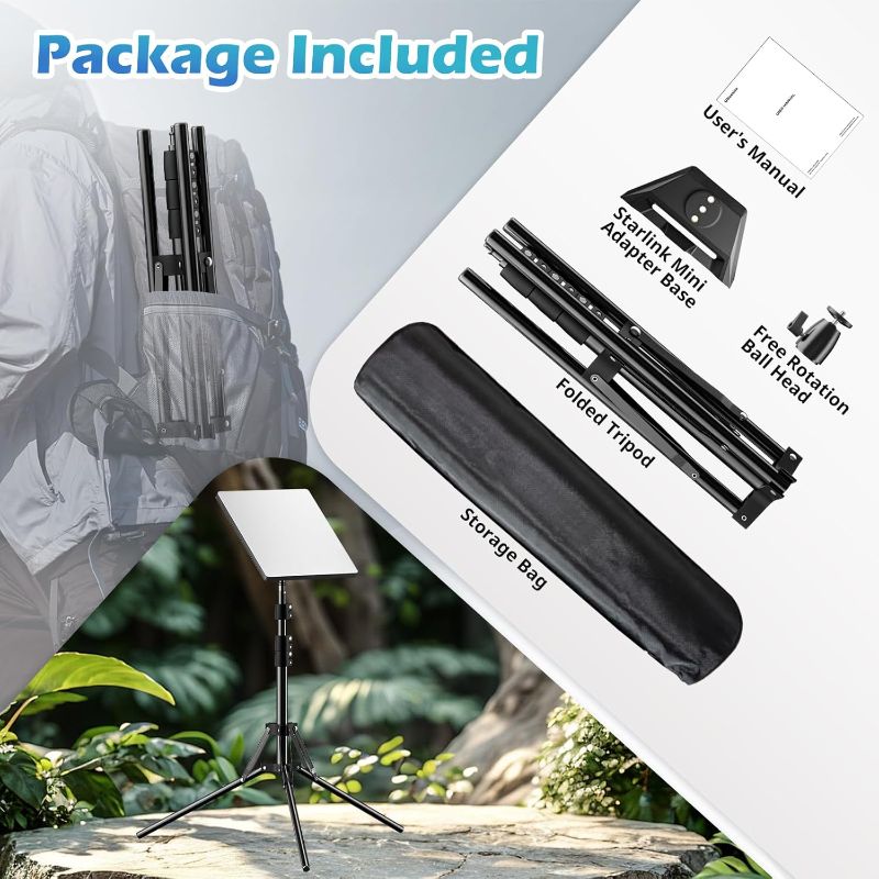 Photo 1 of UBeesize Starlink Mini Tripod Mount Kits, Adjustable Height and Angle Tripod Mounting kit with Pipe Adapter Compatible with Starlink Mini Satellite for Camping and RV Travel