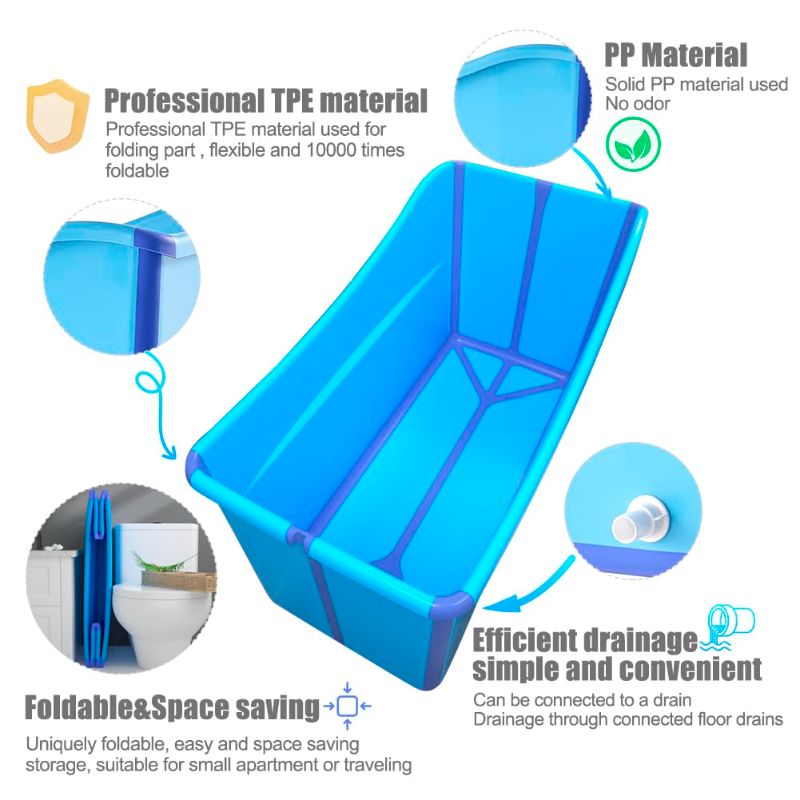 Photo 1 of Large Foldable Bathtub for Toddler Collapsible Baby Bathtub Portable Bath tub Lightweight for Children Twins Petite Adult