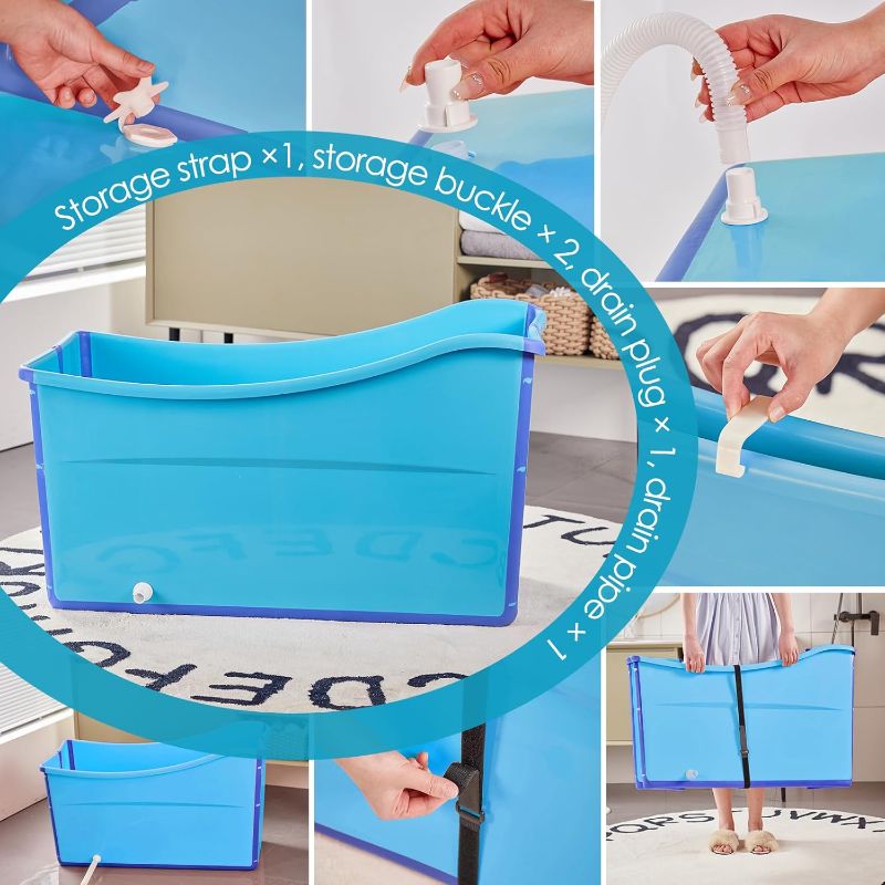 Photo 1 of Large Foldable Bathtub for Toddler Collapsible Baby Bathtub Portable Bath tub Lightweight for Children Twins Petite Adult