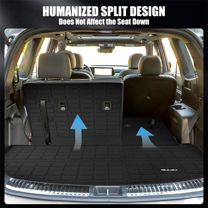 Photo 1 of Floor Mats & Cargo Liner with Backrest Mat for 2018-2024 Ford Expedition 7 Seats with 2nd Bucket Seats (Only Fit MAX Or L) All Weather Protection TPE Rubber Floor Liners Accessories, Black
