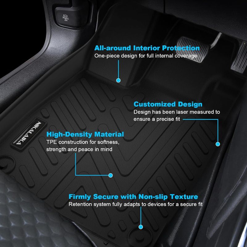 Photo 1 of Floor Mats & Cargo Liner with Backrest Mat for 2018-2024 Ford Expedition 7 Seats with 2nd Bucket Seats (Only Fit MAX Or L) All Weather Protection TPE Rubber Floor Liners Accessories, Black