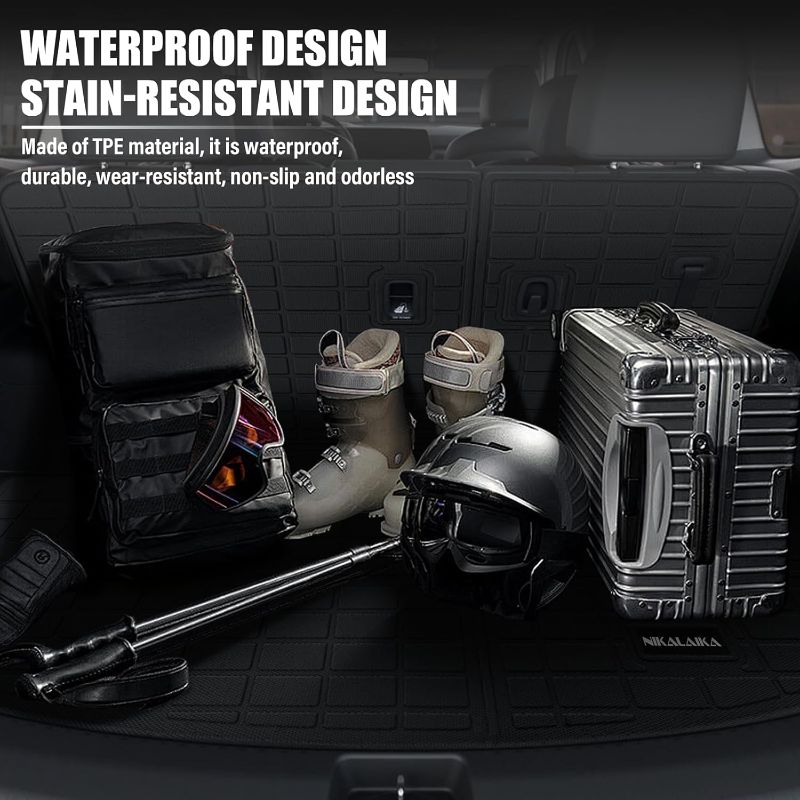 Photo 1 of Floor Mats & Cargo Liner with Backrest Mat for 2018-2024 Ford Expedition 7 Seats with 2nd Bucket Seats (Only Fit MAX Or L) All Weather Protection TPE Rubber Floor Liners Accessories, Black