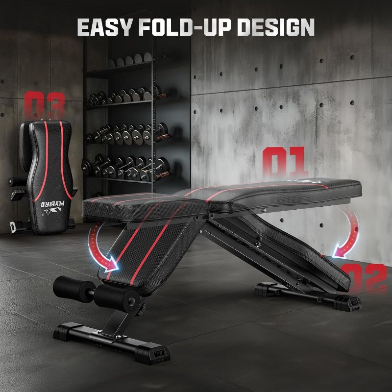 Photo 1 of FLYBIRD Adjustable Bench,Utility Weight Bench for Full Body Workout- Multi-Purpose Foldable Incline Bench (Black)