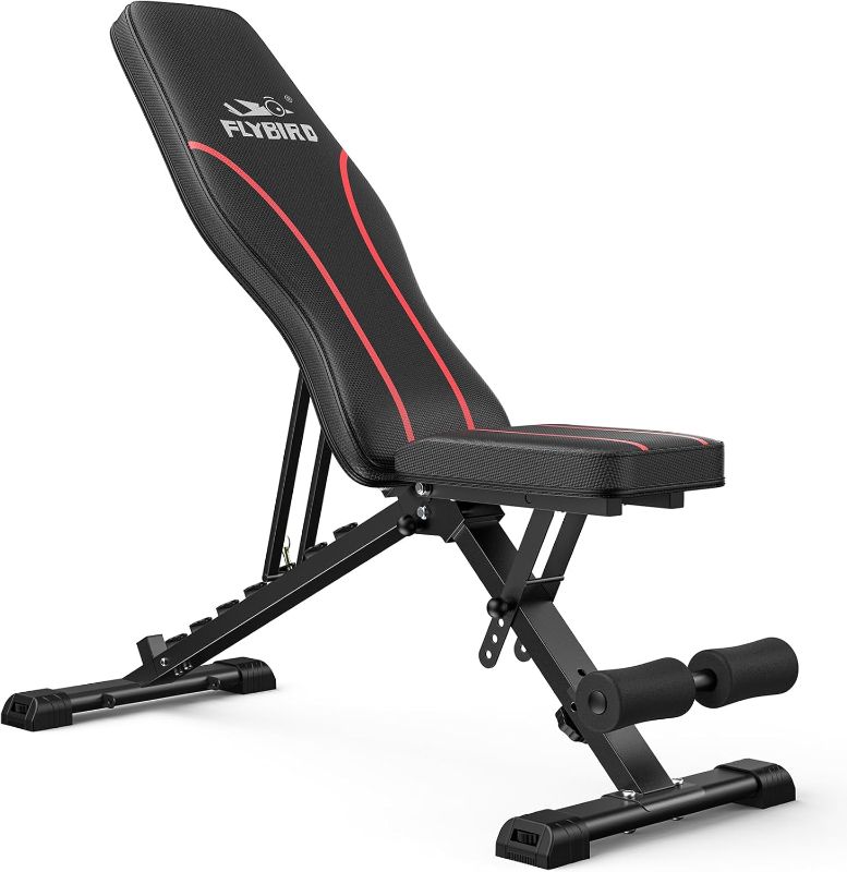 Photo 1 of FLYBIRD Adjustable Bench,Utility Weight Bench for Full Body Workout- Multi-Purpose Foldable Incline Bench (Black)