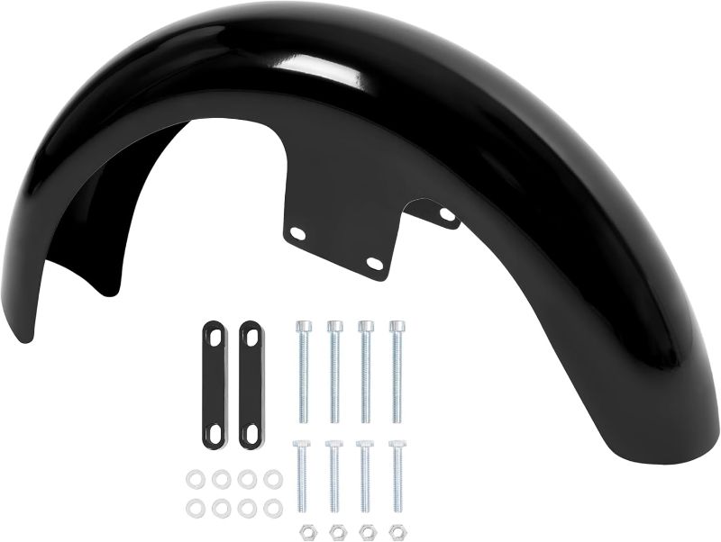 Photo 1 of KUAFU Motorcycle 21" Wrapped Front Fender Compatible with 1994-2013 Harley Bagger Touring Road King Electra Street Road Glide Fit for 120 / R21 Wheel Mudguard Powder Coated Steel Black