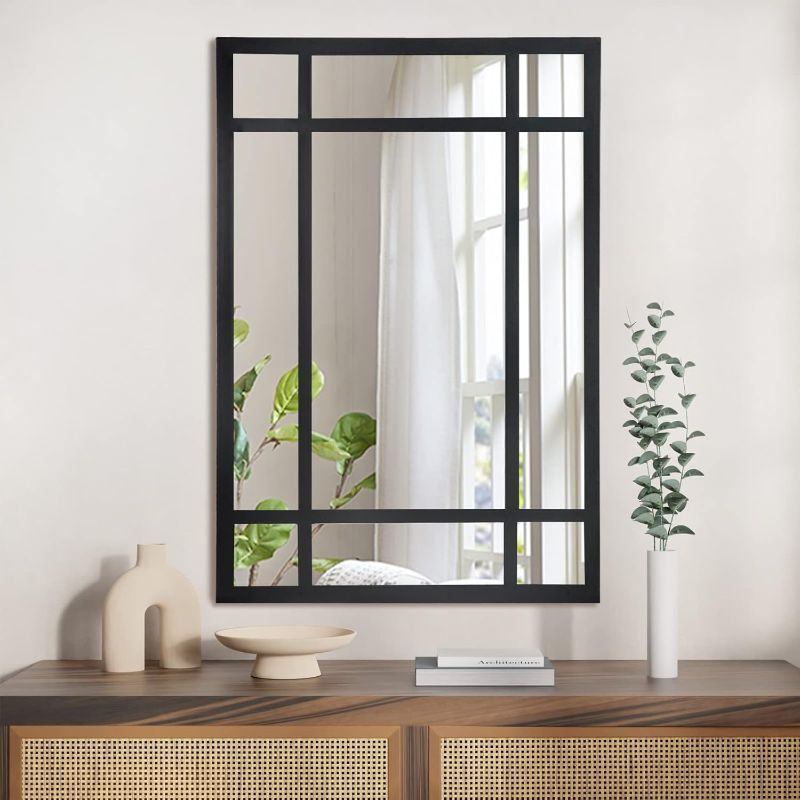 Photo 1 of Black Rectangle Mirror, Farmhouse Decorative Wall Mirror for Entryway, Living Room, Bedroom, Hallway, Fireplace, Accent Wall Decor (Black1, 29.5" x 20")