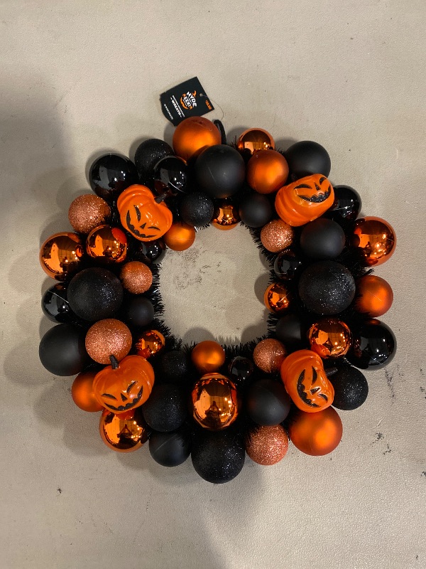 Photo 1 of Halloween decor pumpkin shatterproof wreath .