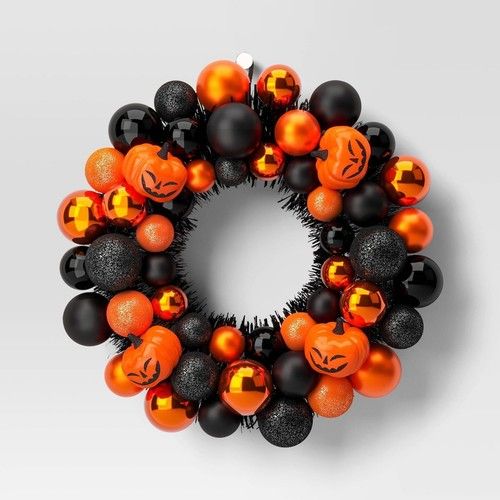 Photo 1 of Halloween decor shatterproof pumpkin wreath . 