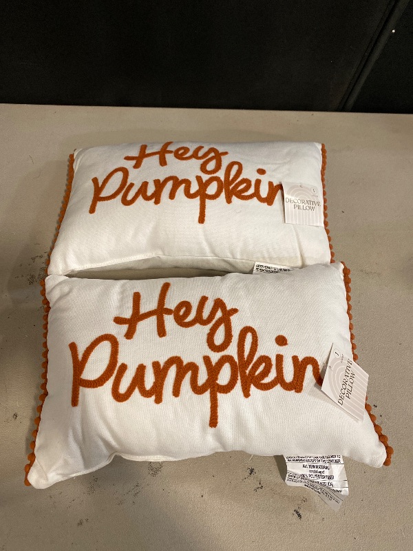 Photo 1 of Hey Pumpkin Pillow set of 2  - Bullseye's Playground 