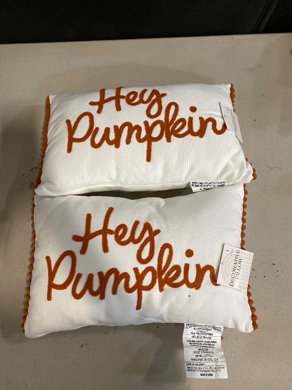 Photo 1 of Hey Pumpkin Pillow set of 2 - Bullseye's Playground